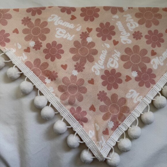 EUC Loic by Design Mama's Girl Mother's Day Dog Bandana with Poms, Pink Daisy, M - Picture 3 of 13